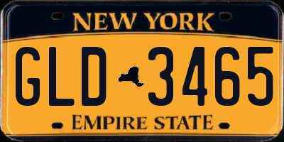 NY license plate GLD3465