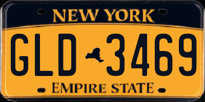 NY license plate GLD3469