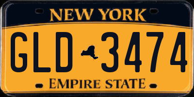 NY license plate GLD3474