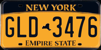 NY license plate GLD3476