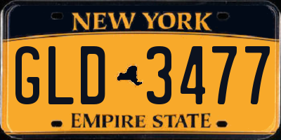 NY license plate GLD3477