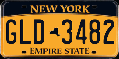 NY license plate GLD3482