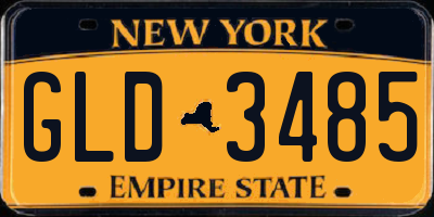 NY license plate GLD3485