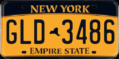 NY license plate GLD3486