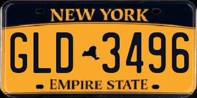 NY license plate GLD3496