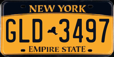 NY license plate GLD3497