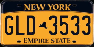 NY license plate GLD3533