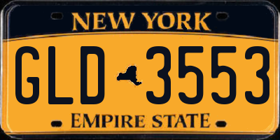NY license plate GLD3553