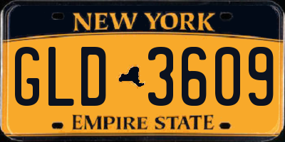 NY license plate GLD3609