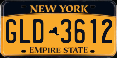 NY license plate GLD3612