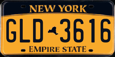 NY license plate GLD3616