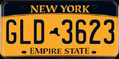 NY license plate GLD3623