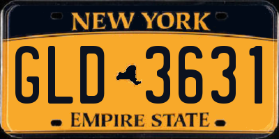 NY license plate GLD3631