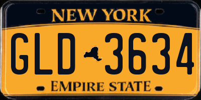 NY license plate GLD3634