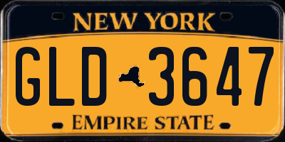 NY license plate GLD3647
