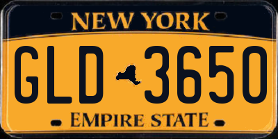 NY license plate GLD3650