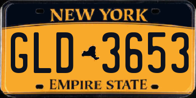 NY license plate GLD3653