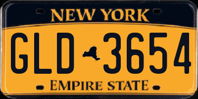 NY license plate GLD3654