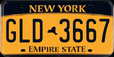 NY license plate GLD3667