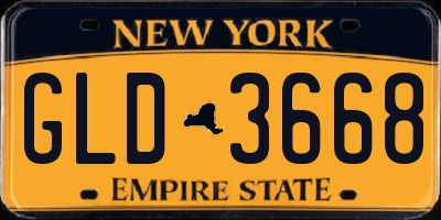 NY license plate GLD3668