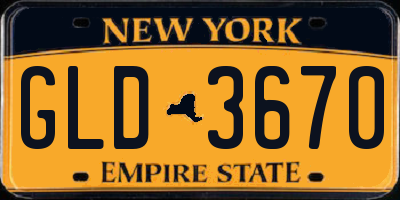 NY license plate GLD3670