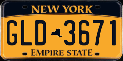 NY license plate GLD3671