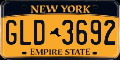 NY license plate GLD3692