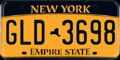 NY license plate GLD3698