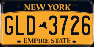 NY license plate GLD3726