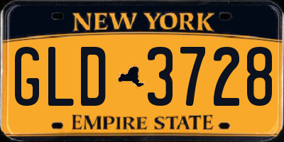 NY license plate GLD3728