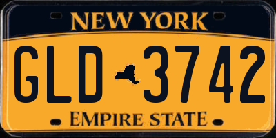 NY license plate GLD3742