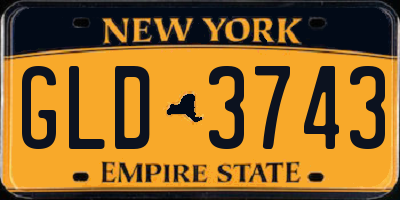 NY license plate GLD3743