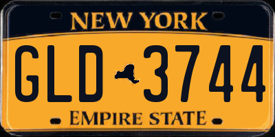 NY license plate GLD3744