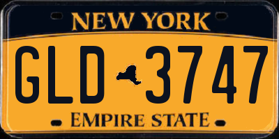 NY license plate GLD3747