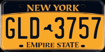 NY license plate GLD3757