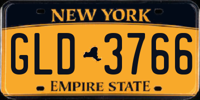 NY license plate GLD3766