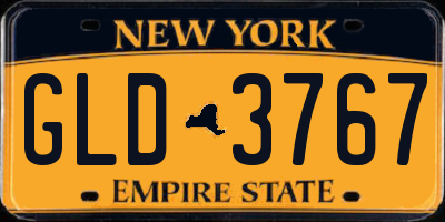 NY license plate GLD3767