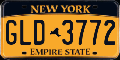 NY license plate GLD3772
