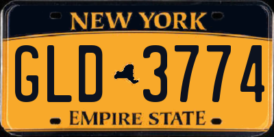 NY license plate GLD3774