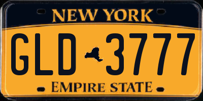 NY license plate GLD3777