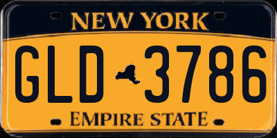 NY license plate GLD3786