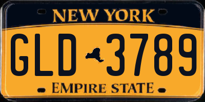 NY license plate GLD3789