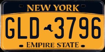 NY license plate GLD3796