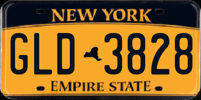 NY license plate GLD3828