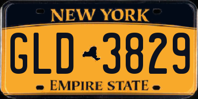 NY license plate GLD3829