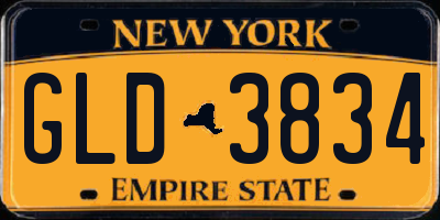 NY license plate GLD3834