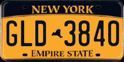 NY license plate GLD3840