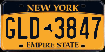 NY license plate GLD3847