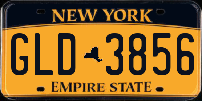 NY license plate GLD3856