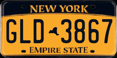 NY license plate GLD3867